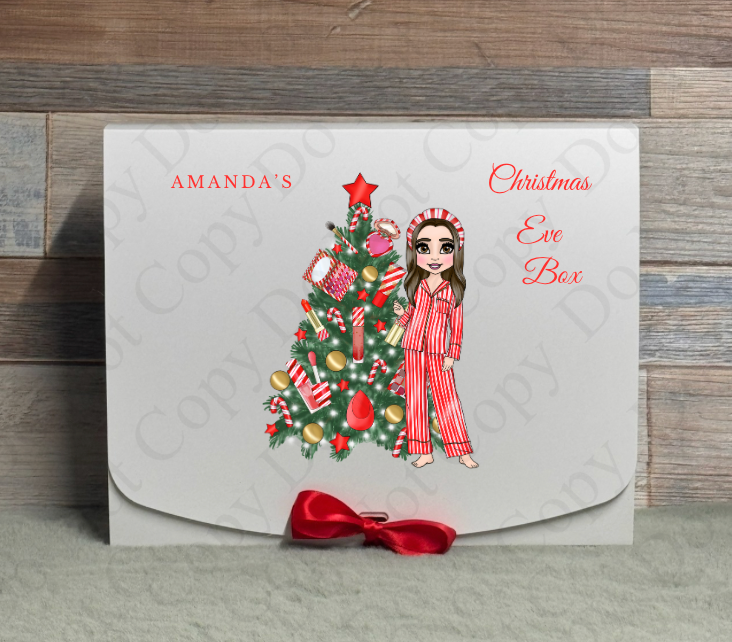 Dolly Gift Box - Candy Cane - Female with Tree (Name and Wording Optional)
