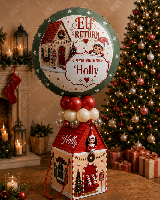 Large Traditional Elf Return Box and 18inch Balloons PRE-Order due September