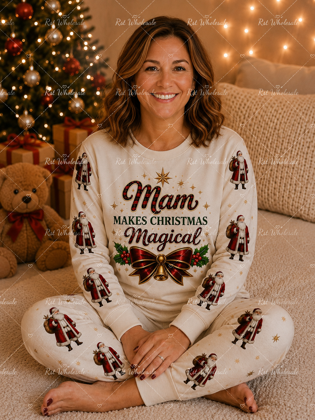 DTF Fabric - Mam Makes Christmas Magical (with bow)