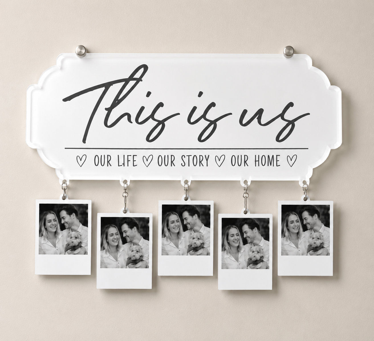 Acrylic Plaque With Hanging Instant Photos (Can be sublimated on)