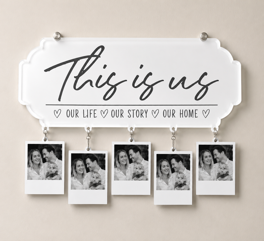 Acrylic Plaque With Hanging Instant Photos (Can be sublimated on)