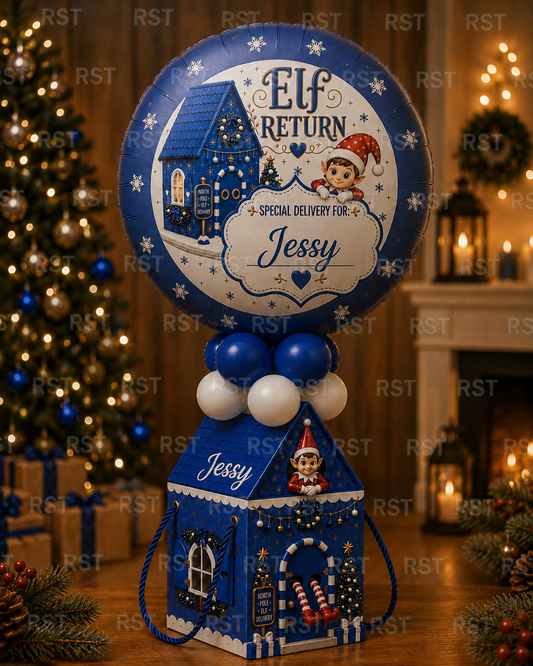 Large Royal Blue Elf Return Box and 18inch Balloons PRE-Order due September