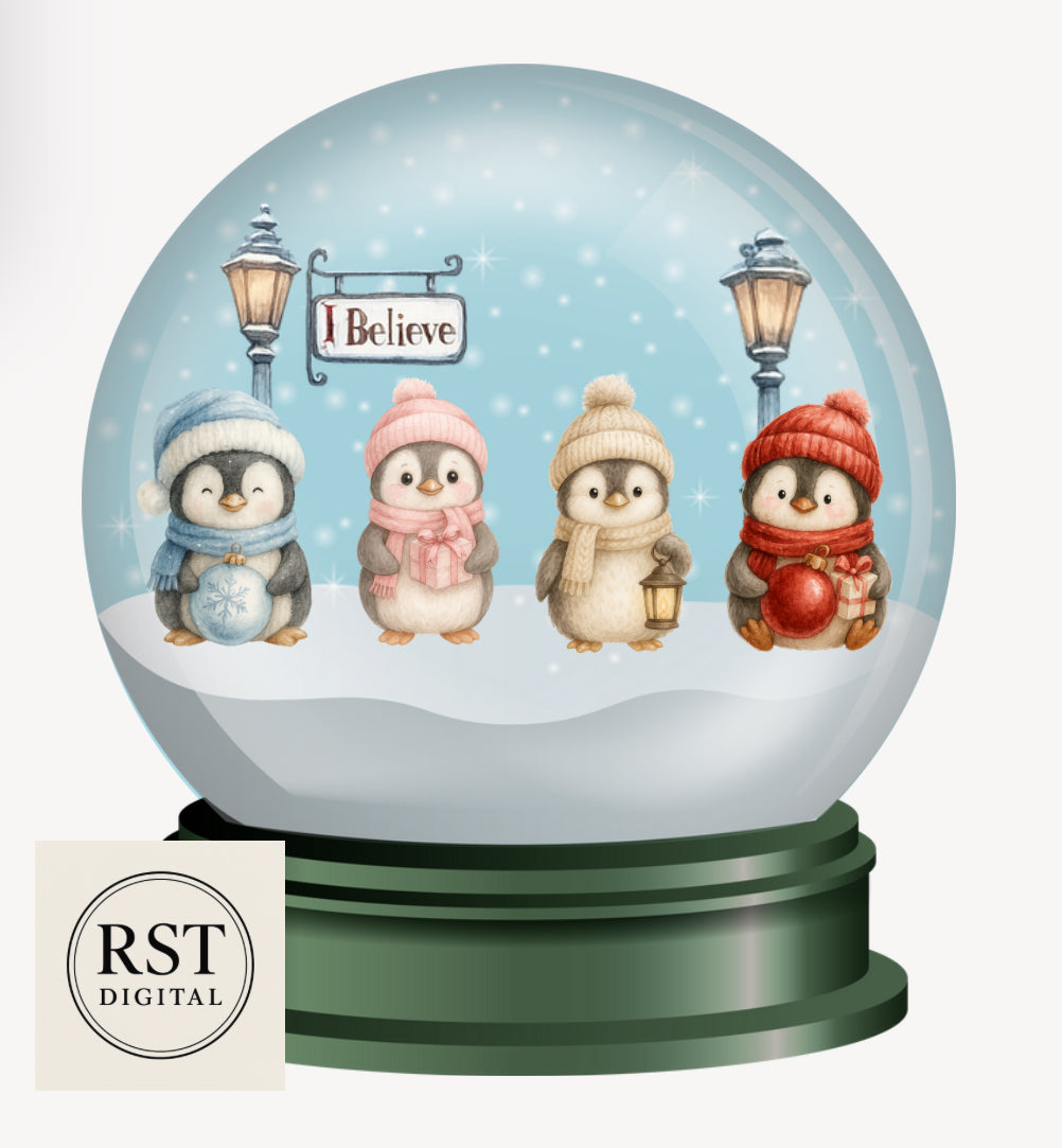 DTF (Fabric) Snow Globe Penguins (6 Colours)