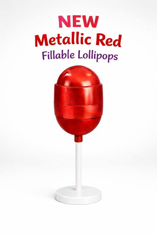 PRE-ORDER Metallic Red Fillable Lollipops DUE MID JULY