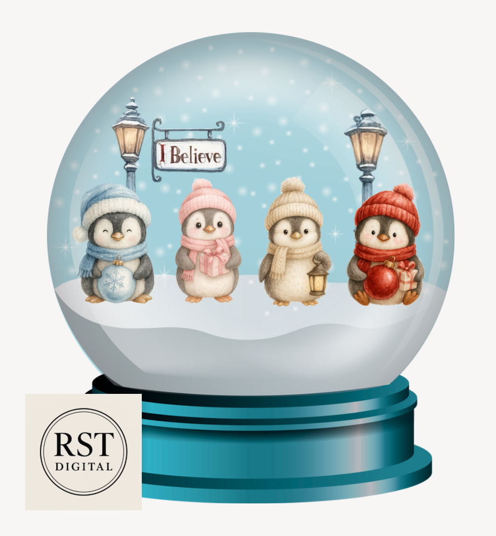 DTF (Fabric) Snow Globe Penguins (6 Colours)