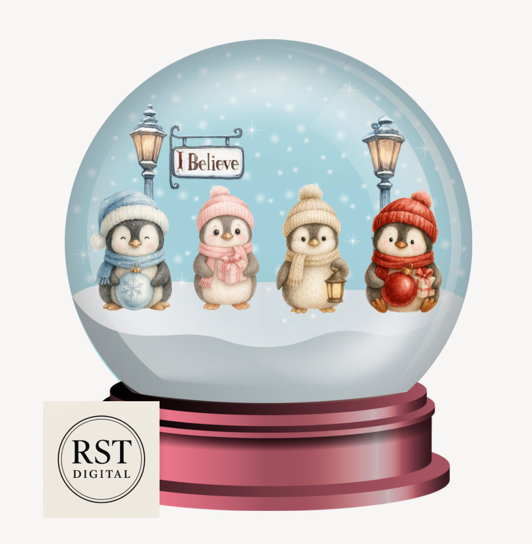 DTF (Fabric) Snow Globe Penguins (6 Colours)