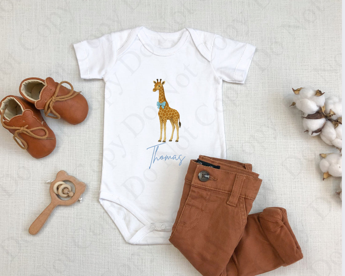 DTF Fabric - Giraffe with Blue Bow Tie