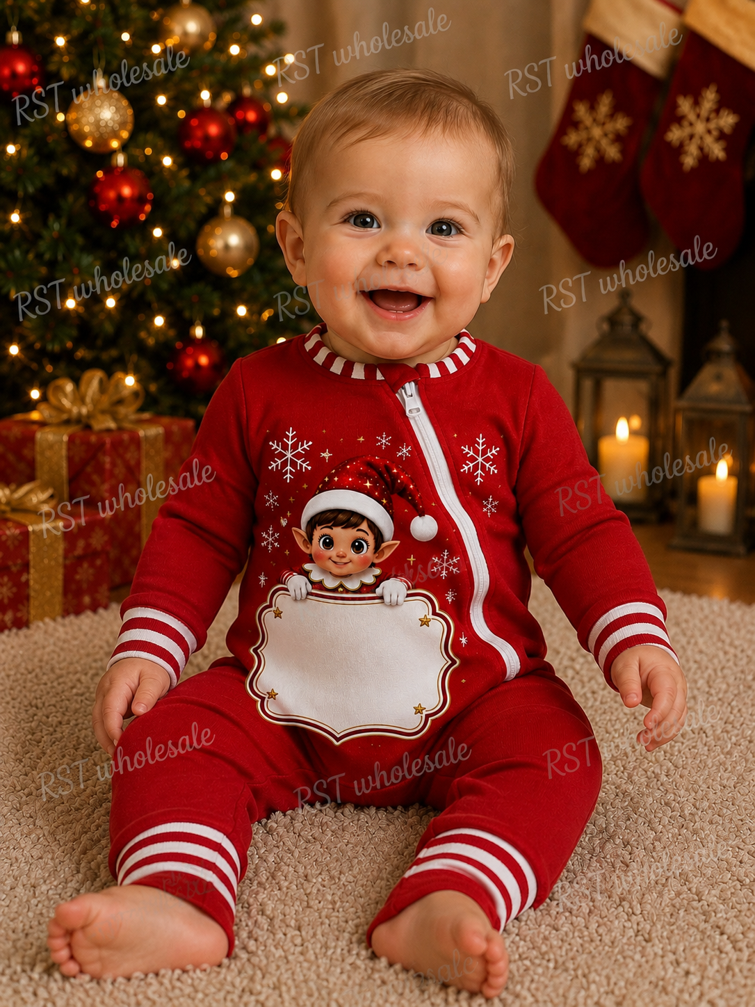 Red and White Family Elf Pyjamas (NO WRITING ON BOARD)  Pre-Order due end October