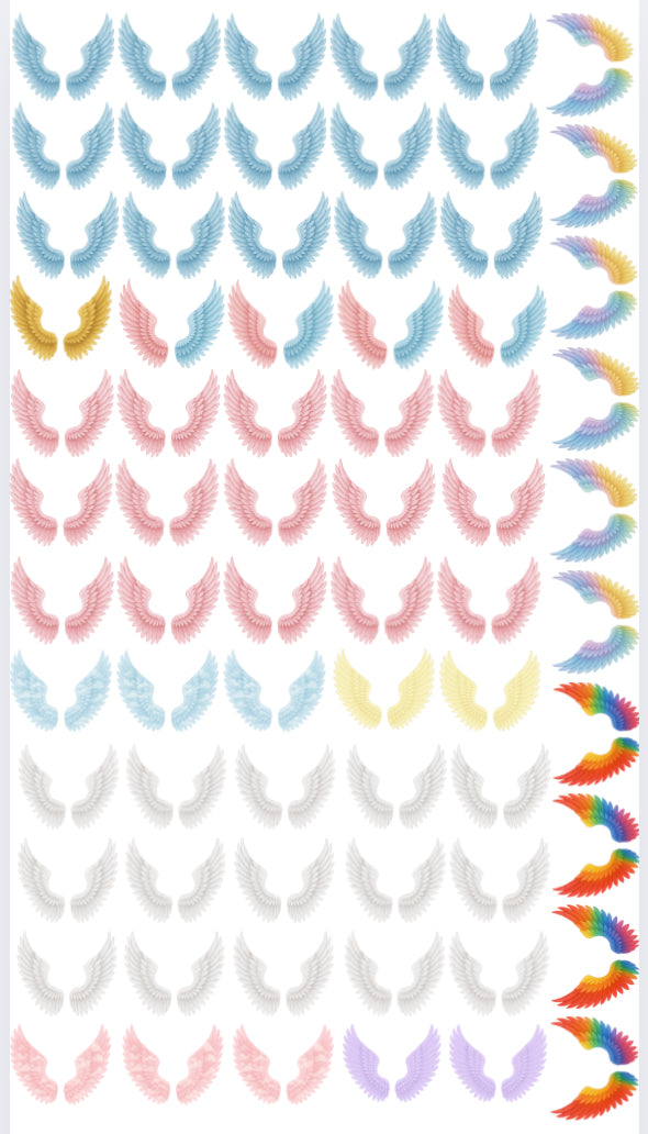 OFFER Wings - NO writing - Sheet of 70 4cm decals