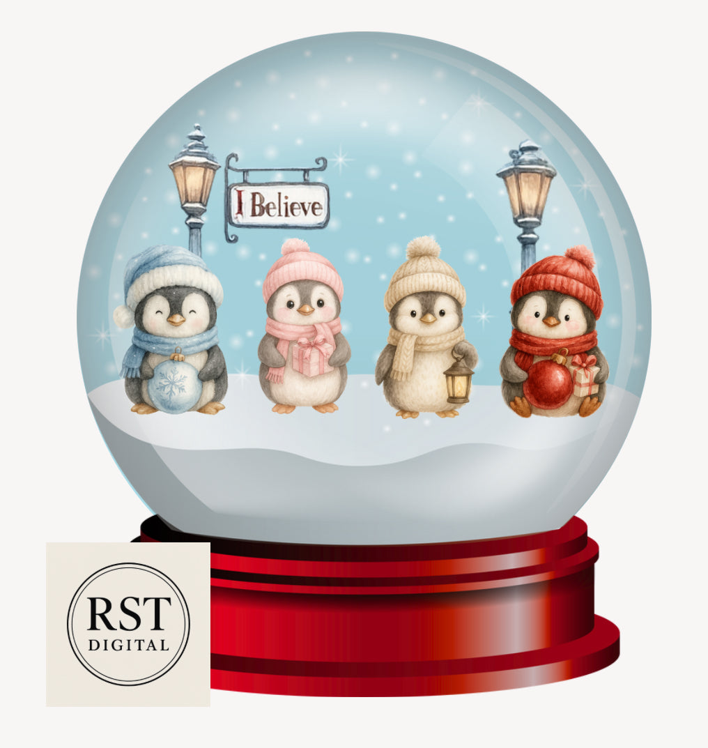 DTF (Fabric) Snow Globe Penguins (6 Colours)