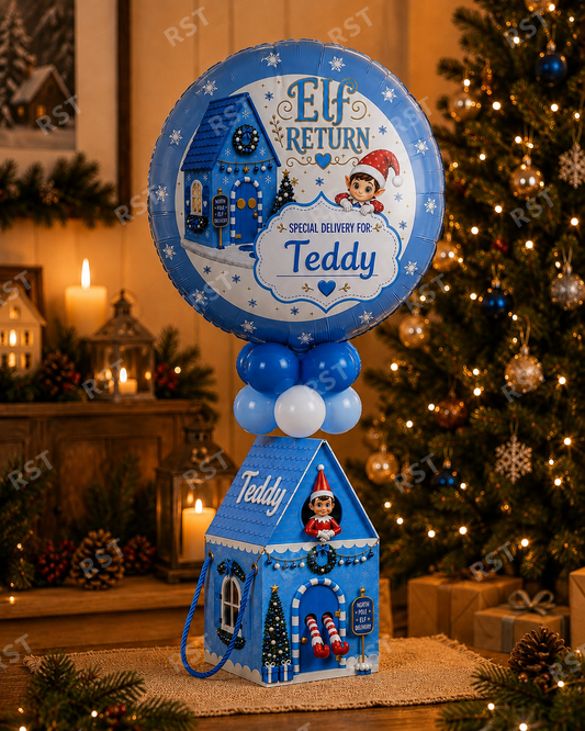 Large Light Blue Elf Return Box and 18inch Balloons PRE-Order due September