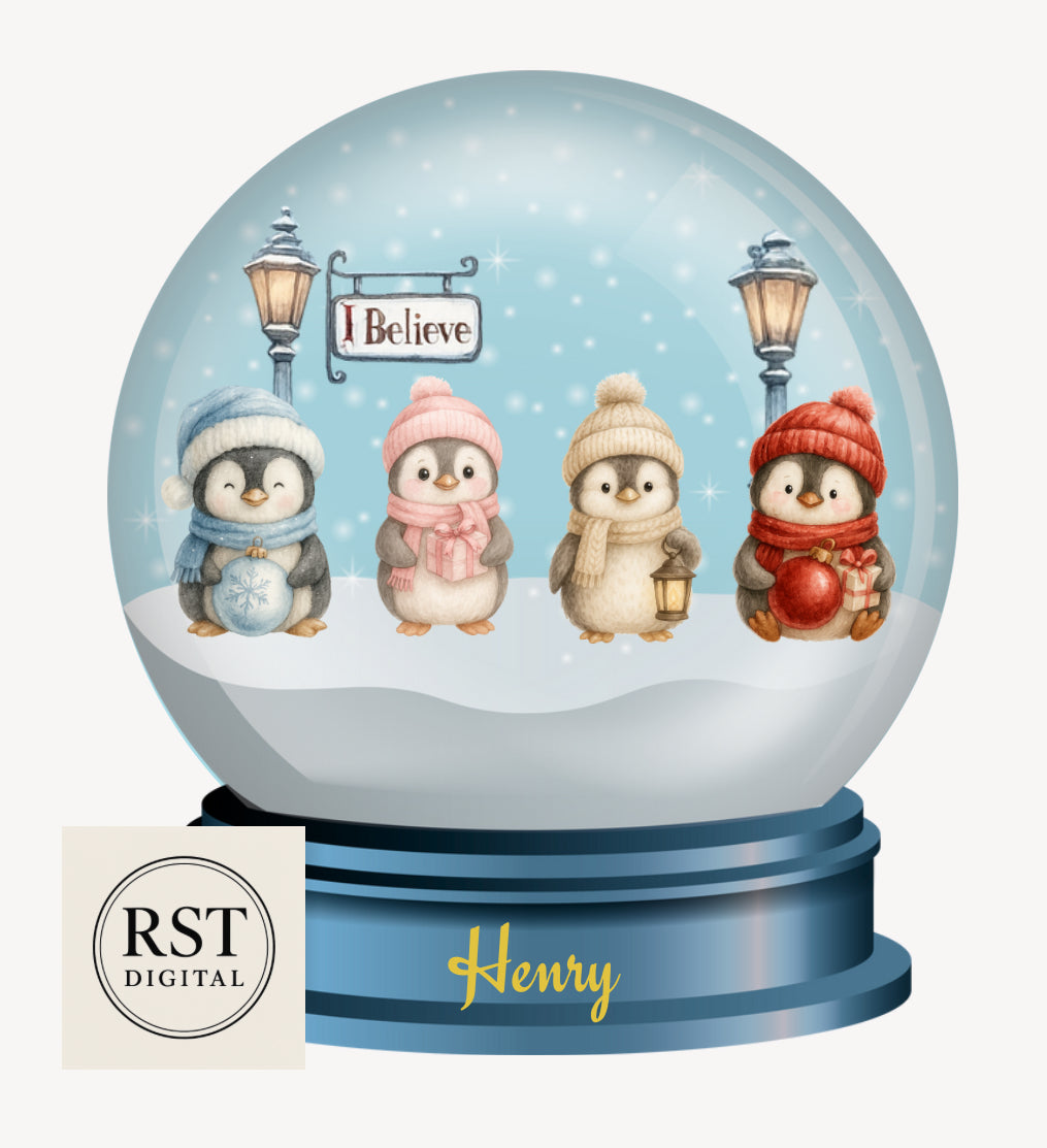 DTF (Fabric) Snow Globe Penguins (6 Colours)