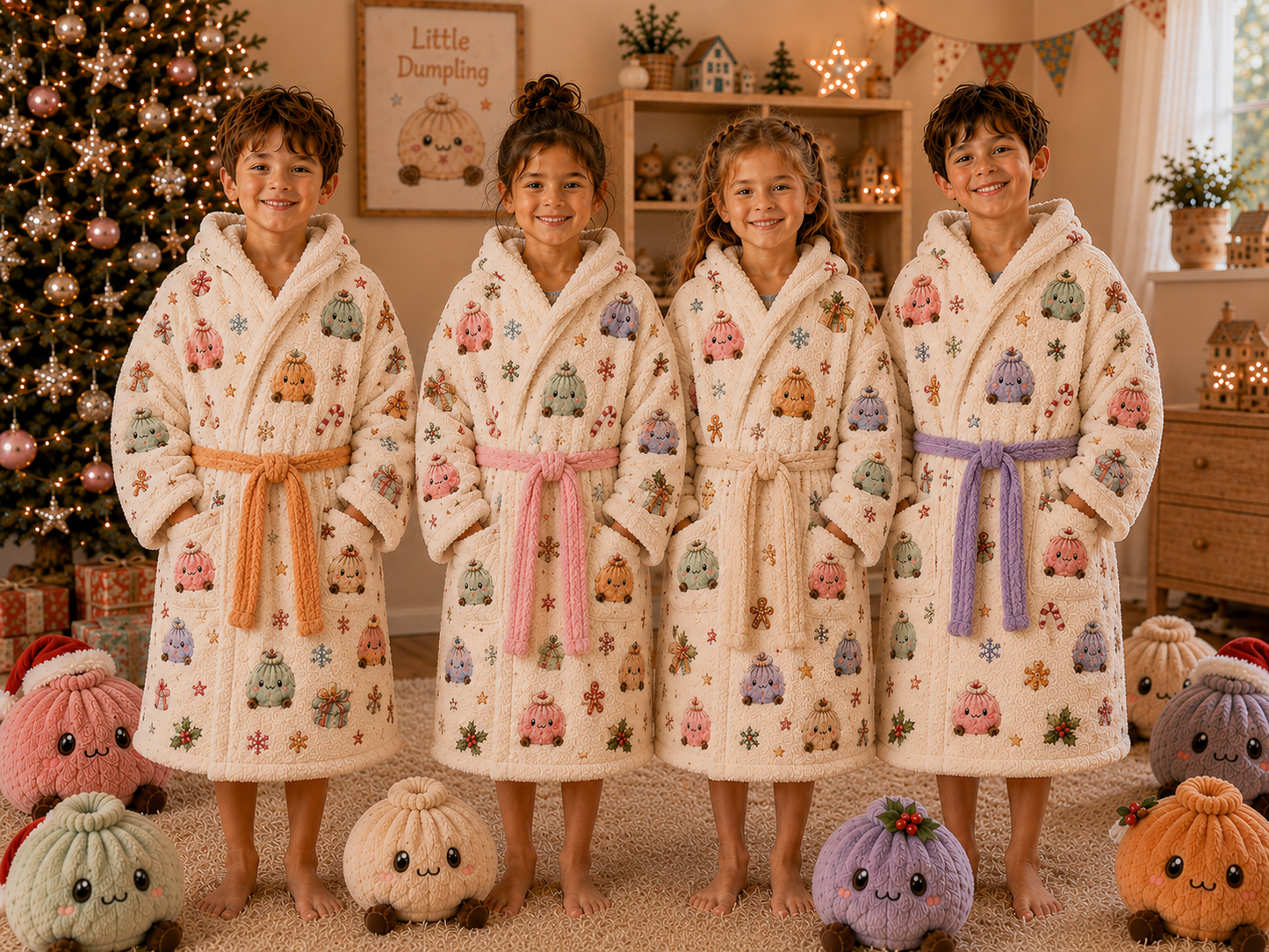 Pastel Christmas Dumplings Dressing Gown (No Name on Chest) Pre-Order Due October