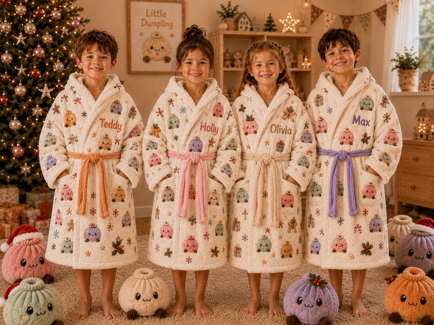 Pastel Christmas Dumpling Dressing Gown (Custom Name on Chest) Pre-Order Due October