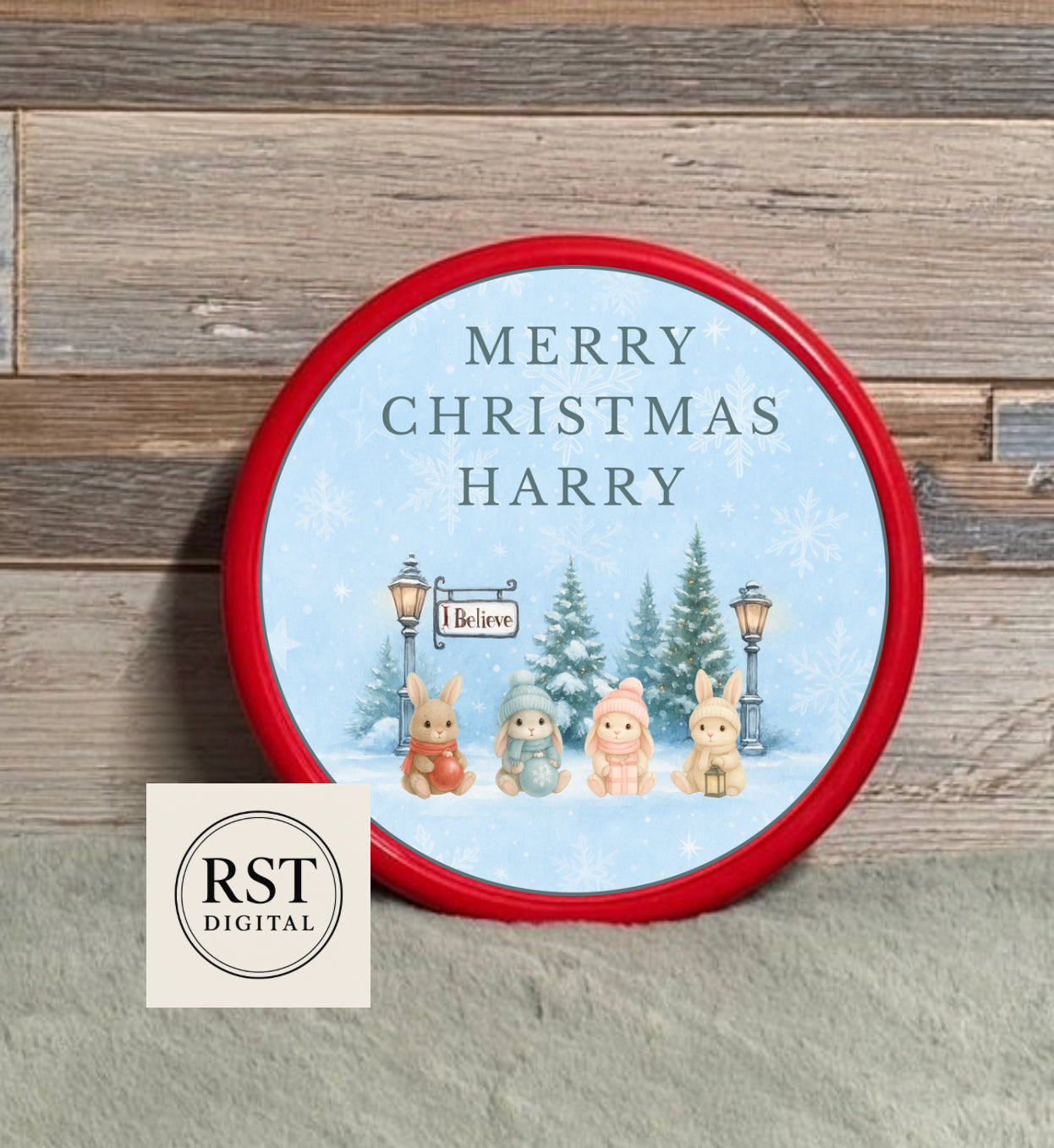 Chocolate Tub Sticker - Christmas Bunnies