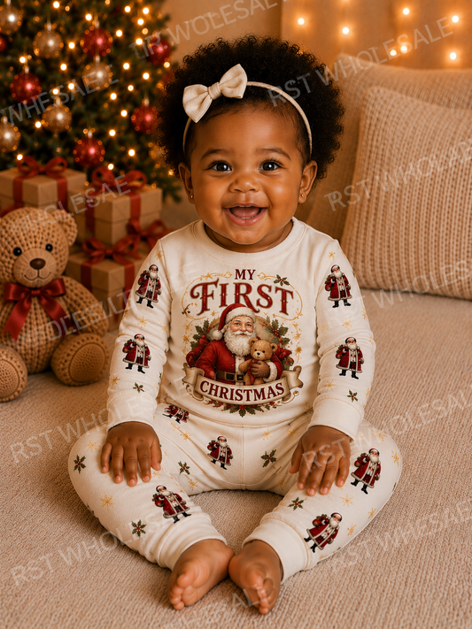DTF Fabric - My First Christmas - Santa Holding A Bear