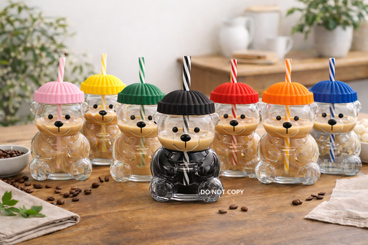 Glass Bear Tumbler 7 Colours In-Stock