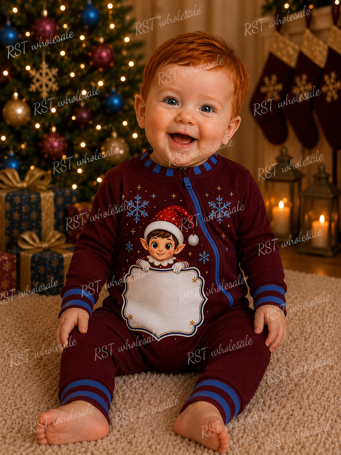 Claret and Blue Family Elf Pyjamas (With Custom Writing)  Pre-Order due end October
