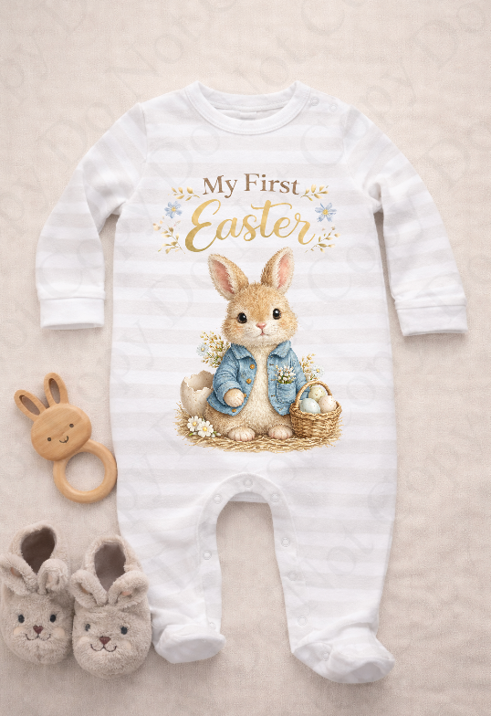 DTF Fabric - Rabbit with blue coat  Feather Effect (multiple options)