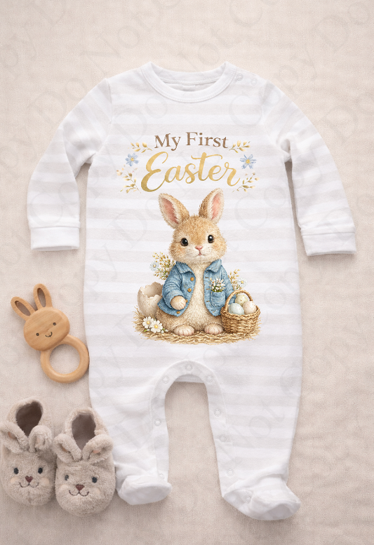 DTF Fabric - Rabbit with blue coat  Feather Effect (multiple options)