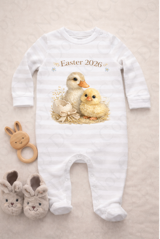 DTF Fabric - White Duck and Chick Feather Effect (multiple options)