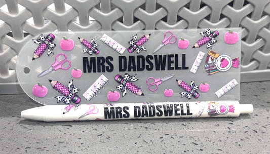 Pink Custom Teacher UV DTF For Bookmark and Pen