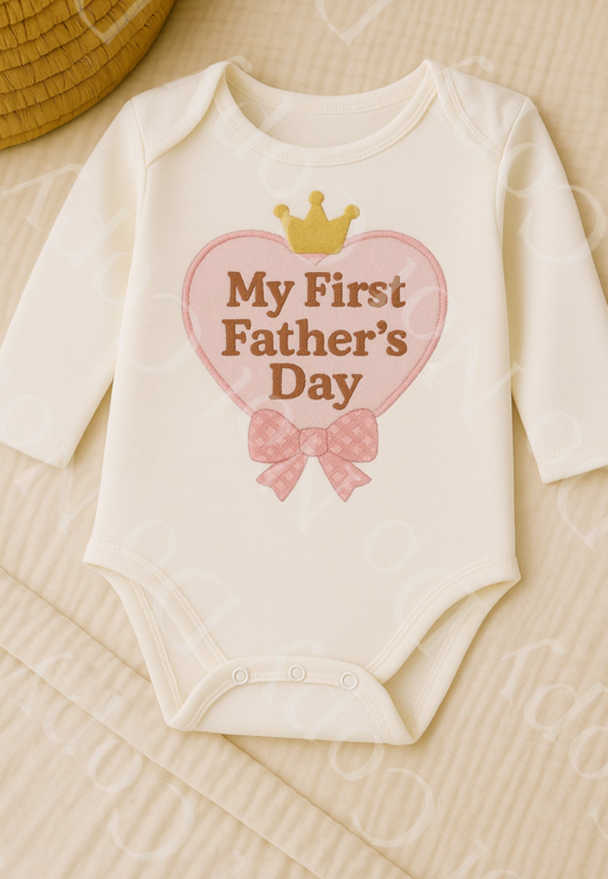 DTF Fabric - Pink My First Father’s Day Heart (Leather/Embrodery Effect)