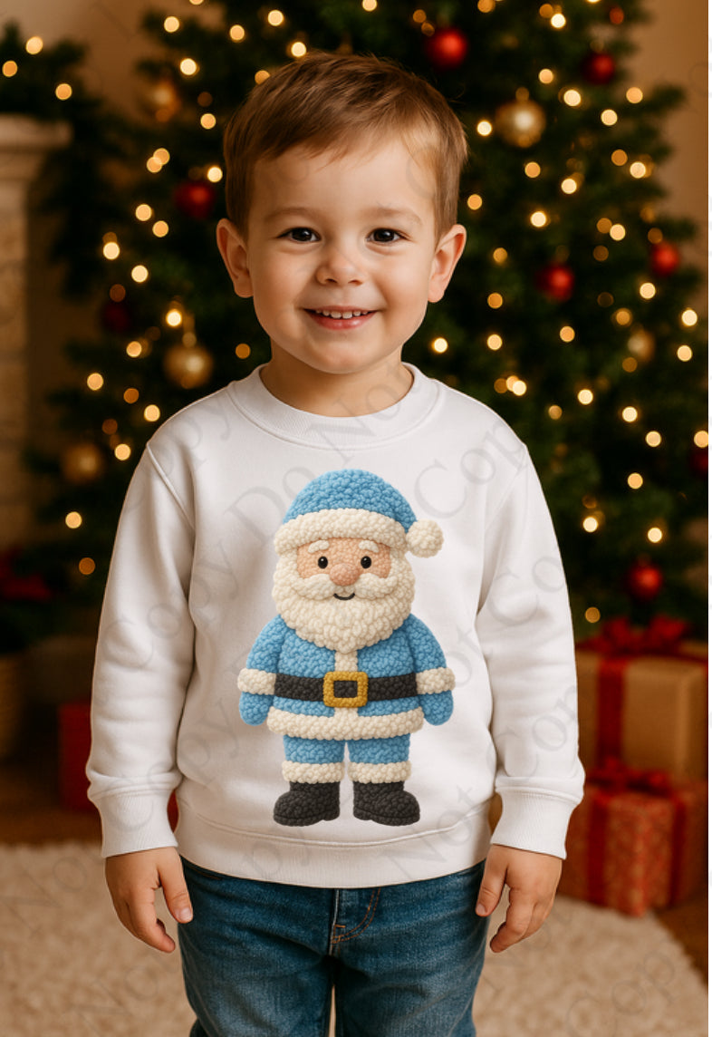 DTF Fabric - Full Santa - Blue (Wooly Style)