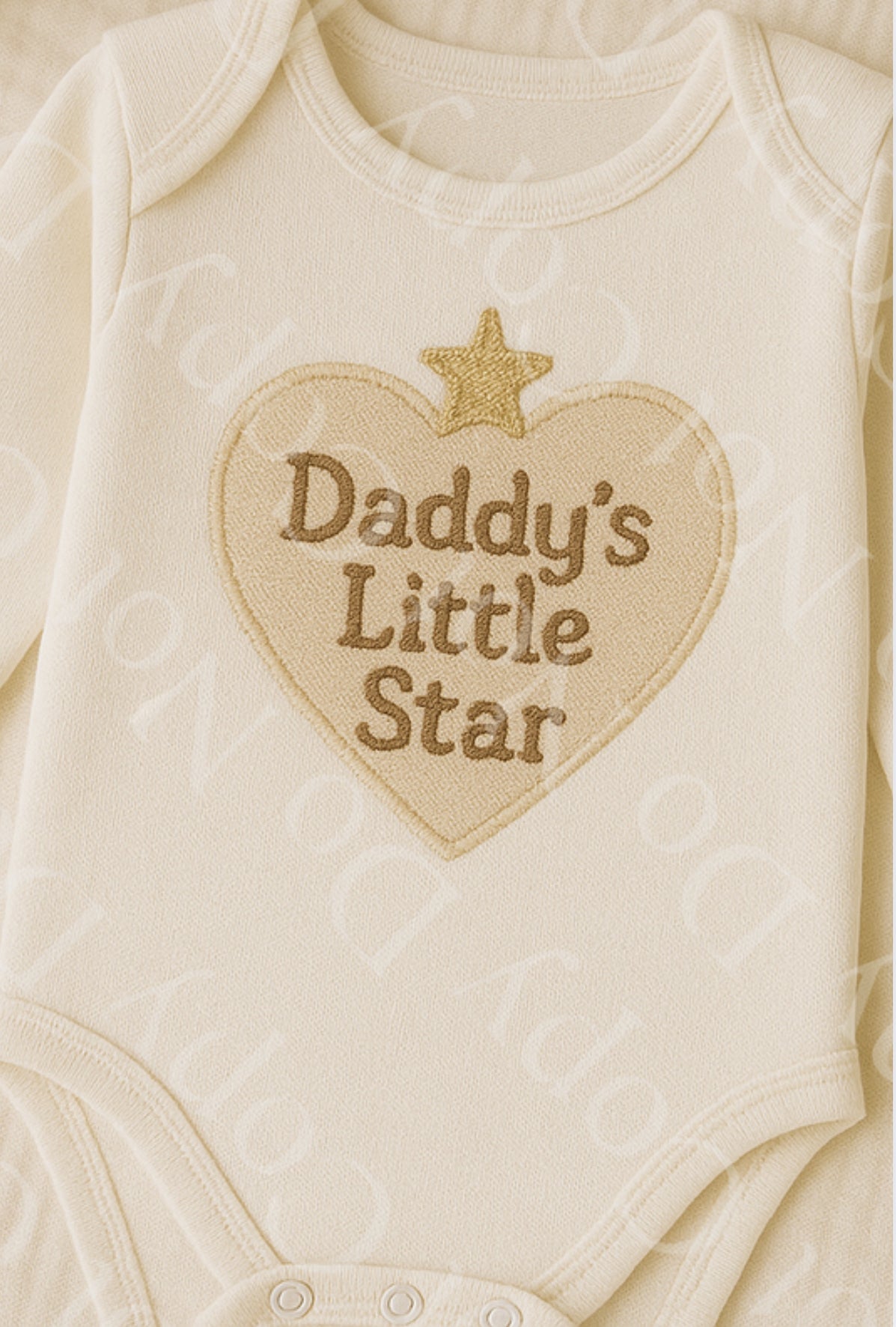 DTF Fabric - Natural Daddy’s Little Star Heart (Leather/Embrodery Effect)