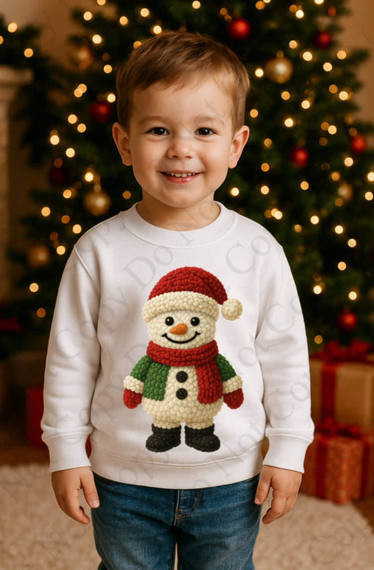 DTF Fabric - Snowman - Red Hat (Wooly Style)