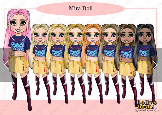 DTF Fabric Mira Doll (please see description regarding hair)