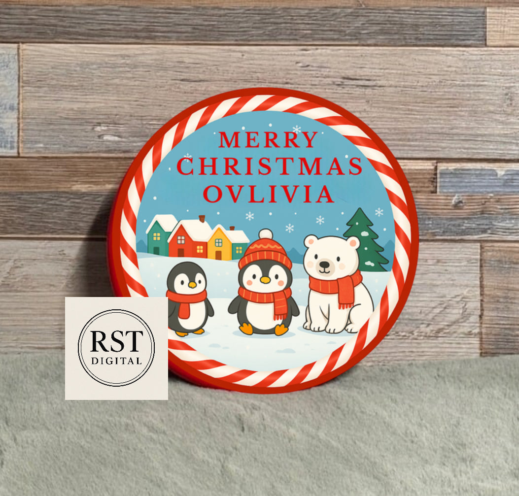 Chocolate Tub Sticker - Winter Wonderland Red Scarf