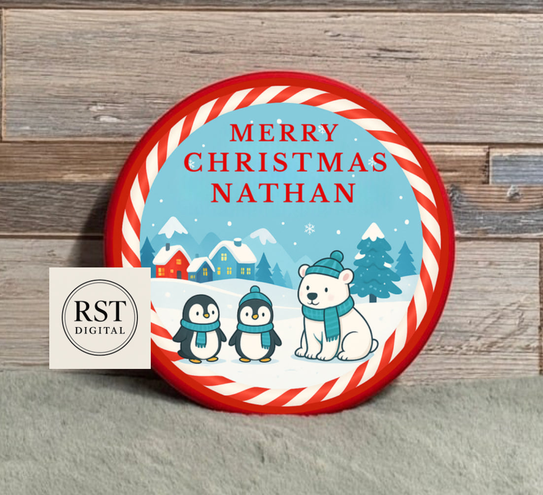 Chocolate Tub Sticker - Winter Wonderland Blue Scarf