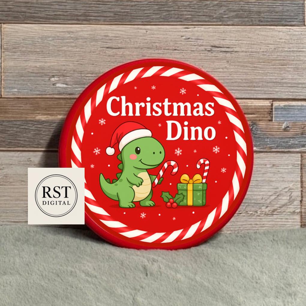 Chocolate Tub Sticker - Christmas Dino