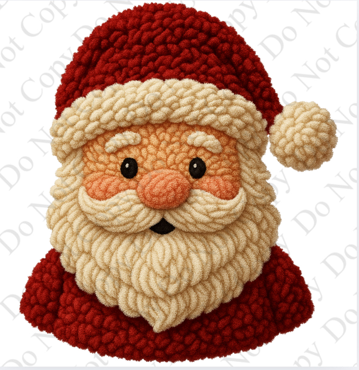 DTF Fabric - Santa’s Head - Red (Wooly Style)