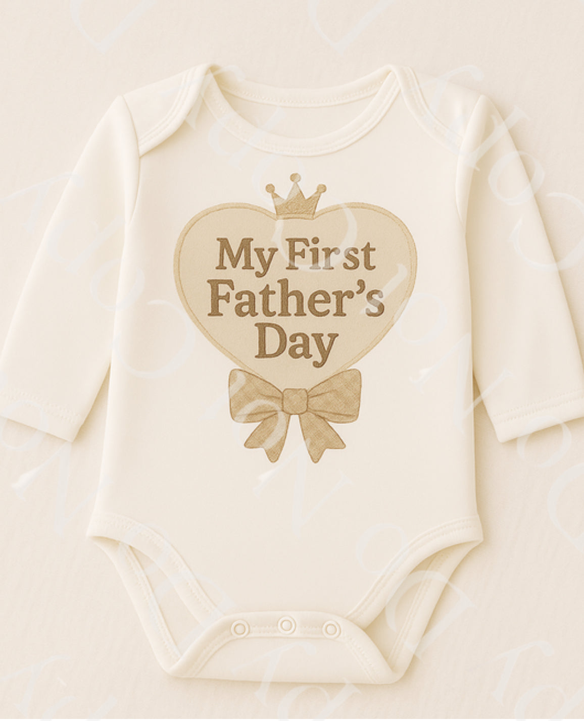 DTF Fabric - Beige My First Father’s Day Heart (Leather/Embrodery Effect)
