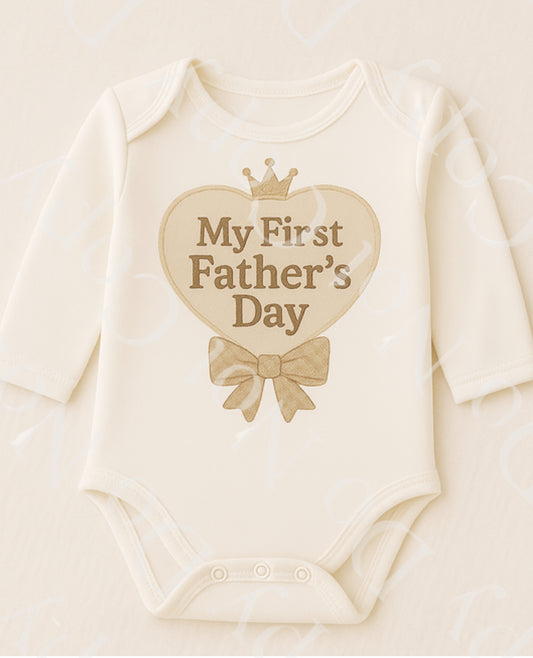 DTF Fabric - Beige My First Father’s Day Heart (Leather/Embrodery Effect)