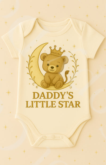 DTF Fabric - Daddy’s Little Star, Bear on moon