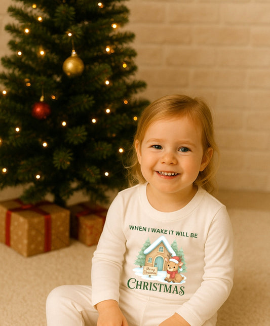 DTF Fabric - When I Wake - Reindeer in front of cottage