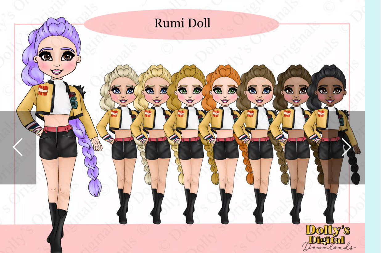 DTF Fabric Rumi Doll (please see description regarding hair)