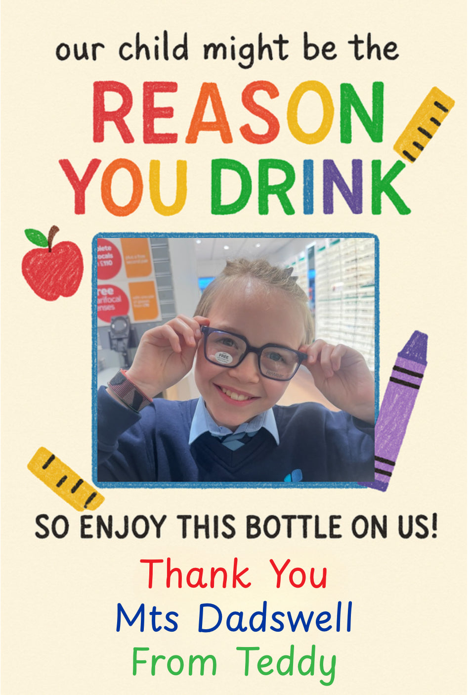 Custom UV DTF Teacher Wine Bottle