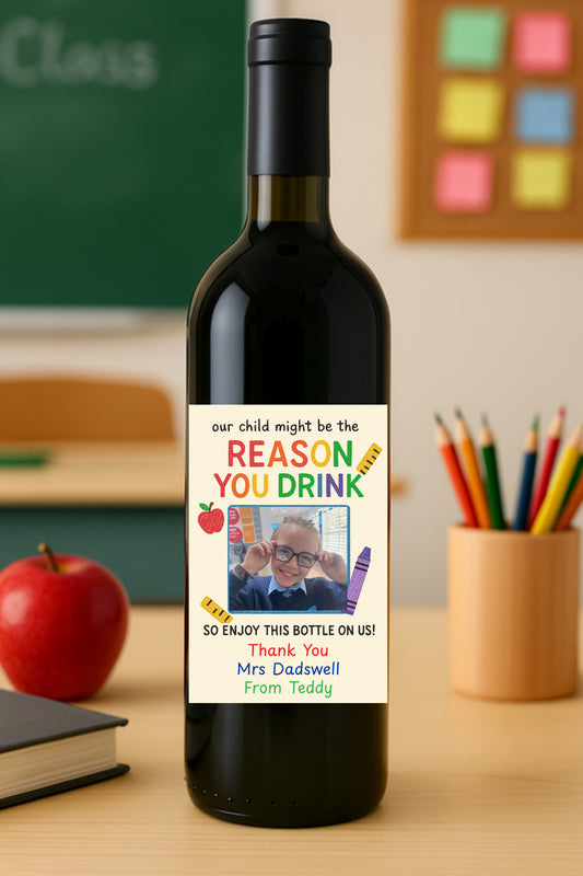 Custom UV DTF Teacher Wine Bottle