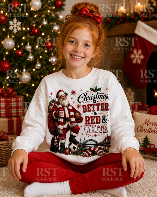 DTF Fabric - Santa Football - Christmas Is Better in Red and White