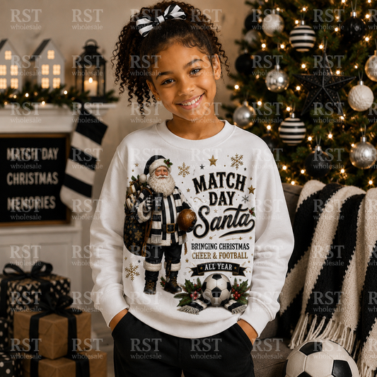 DTF Fabric - Santa Football - Match Day Santa (Black and White)