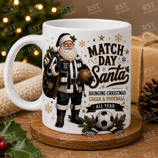 UV DTF - Santa Football - Match Day Santa (Black and White)