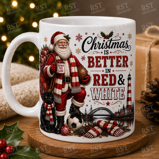 UV DTF - Santa Football - Christmas Is Better in Red and White