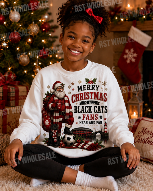 DTF Fabric - Santa Football - Merry Christmas to all Black Cats Fans