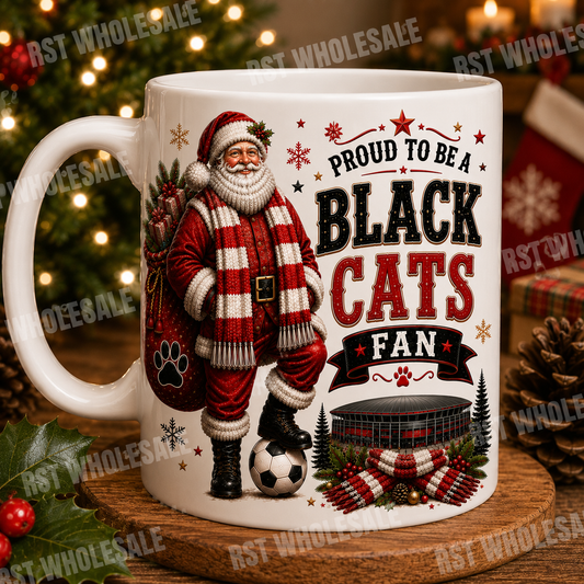 UV DTF - Santa Football - Proud to be a Black Cats Fan