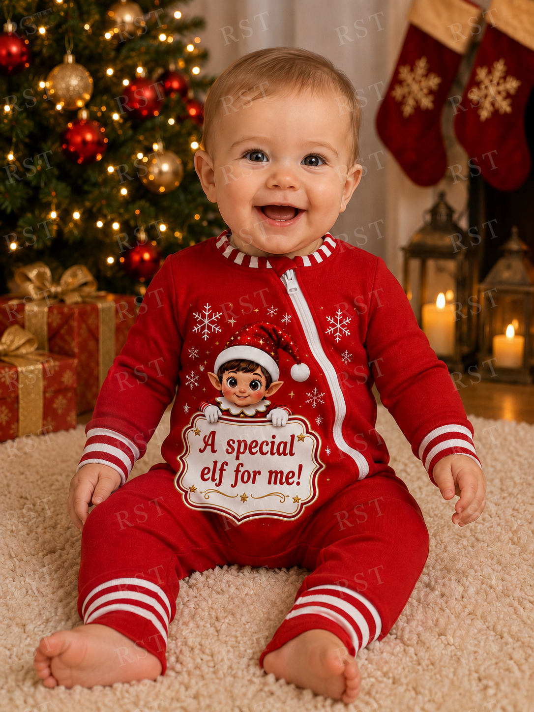Red and White Family Elf Pyjamas (NO WRITING ON BOARD)  Pre-Order due end October