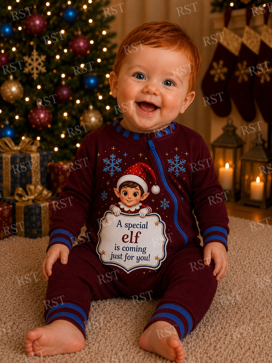 Claret and Blue Family Elf Pyjamas (With Custom Writing)  Pre-Order due end October